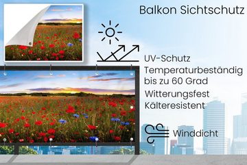 MuchoWow Balkonsichtschutz Blumen - Sonnenuntergang - Farben (1-St) Balkonbanner, Sichtschutz für den Balkon, Robustes und wetterfest