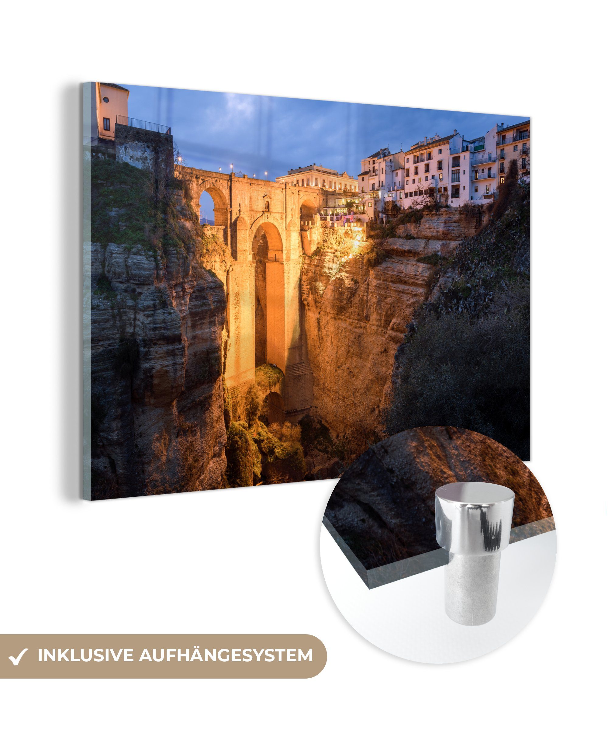 MuchoWow Acrylglasbild Puente Nuevo in Andalusien, (1 St), Acrylglasbilder Wohnzimmer & Schlafzimmer