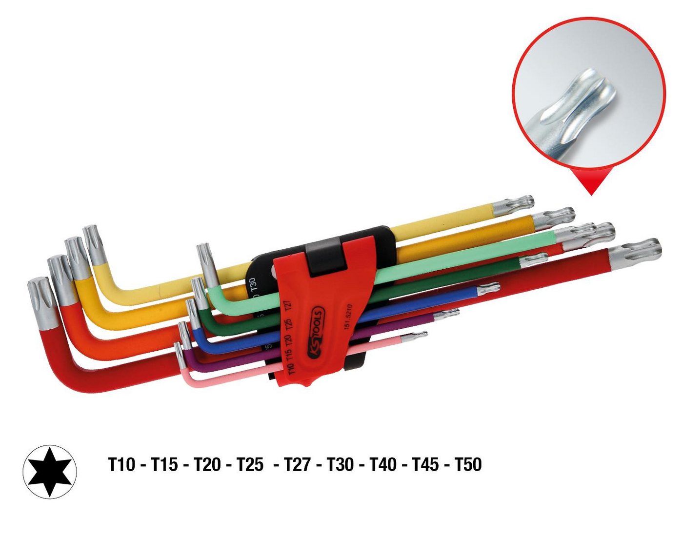 Thumbnail - KS Tools Winkelschlüssel Kugelkopf-Torx-Winkelstiftschlüssel-Satz, extra lang, 9-tlg