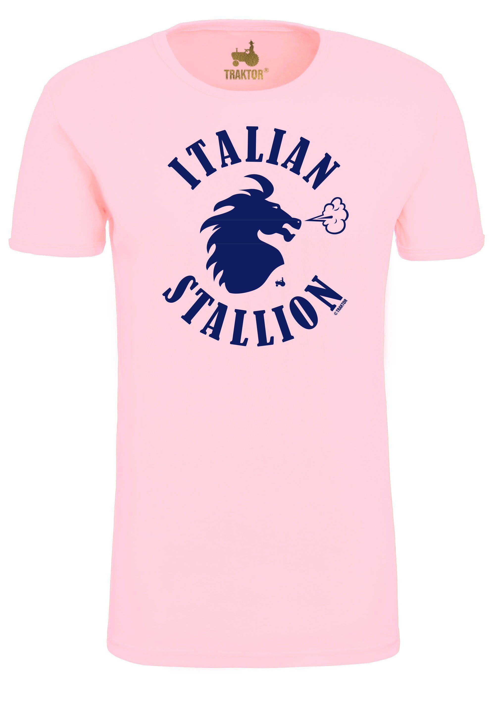 mit Italian LOGOSHIRT T-Shirt Stallion coolem Print