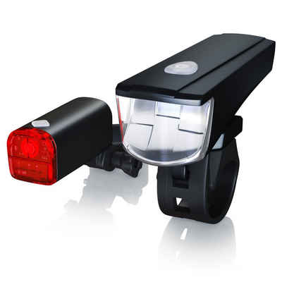 Aplic Fahrradbeleuchtung, StVZO zugelassenes LED Fahrradlampen Set Front + Rücklicht / Helle LED mit 20 Lux