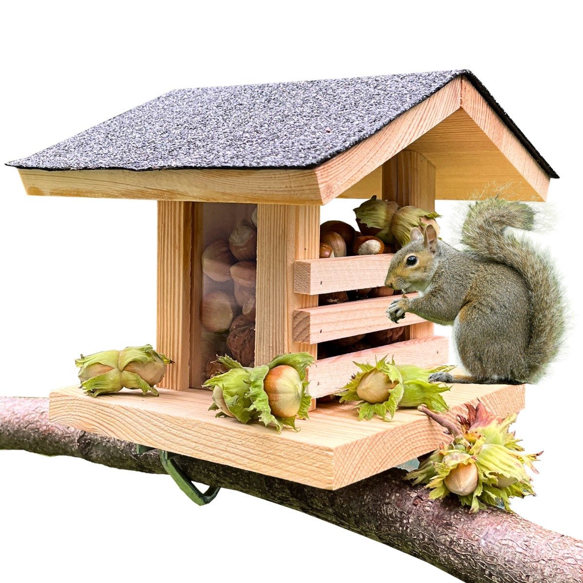 Stafeco Futterhaus Futterstation Eichhörnchen Wetterfestes aus Holz