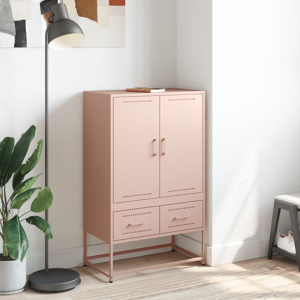 vidaXL Highboard Highboard Rosa 68x39x111,5 cm Kaltgewalzter Stahl