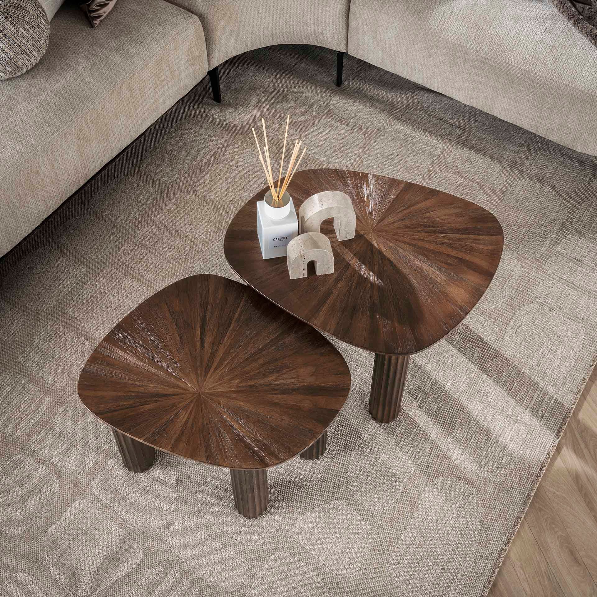 Maison ESTO Couchtisch 2er Couchtisch-Set MOJO Teakholz – viereckig, modern, dunkelbraun (2 Couchtische im Set), Viereckige Tischplattenform
