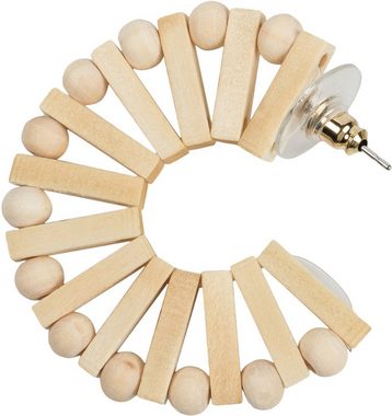 styleBREAKER Paar Creolen (2, 2-tlg), Holz Creolen Ohrringe mit Perlen und Stäbchen