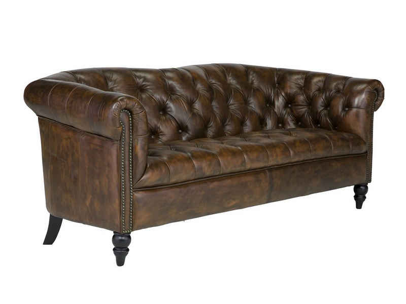 massivum Sofa Sofa Chesterfield Shelford 3-Sitzer antik braun