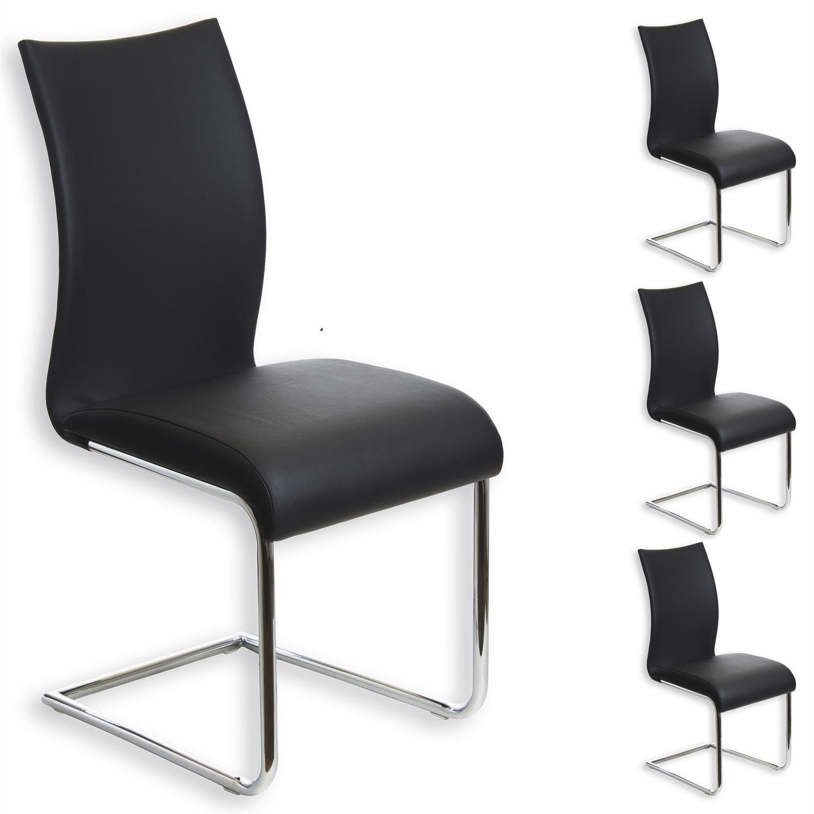 IDIMEX Esszimmerstuhl ALADINO (4 St), Freischwinger Schwingstuhl Esszimmerstuhl Küchenstuhl Stühle Esszimmer schwarz