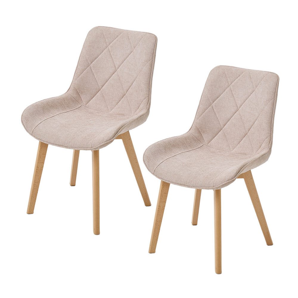 PPkrimnel Esszimmerstuhl mit Leinenpolster & Massivholzfüßen, Wohnzimmerstuhl, Polsterstuhl (2 St), Diamantstepp-Design, Ergonomisch, Ideal für Küche, Wohnzimmer & Büro