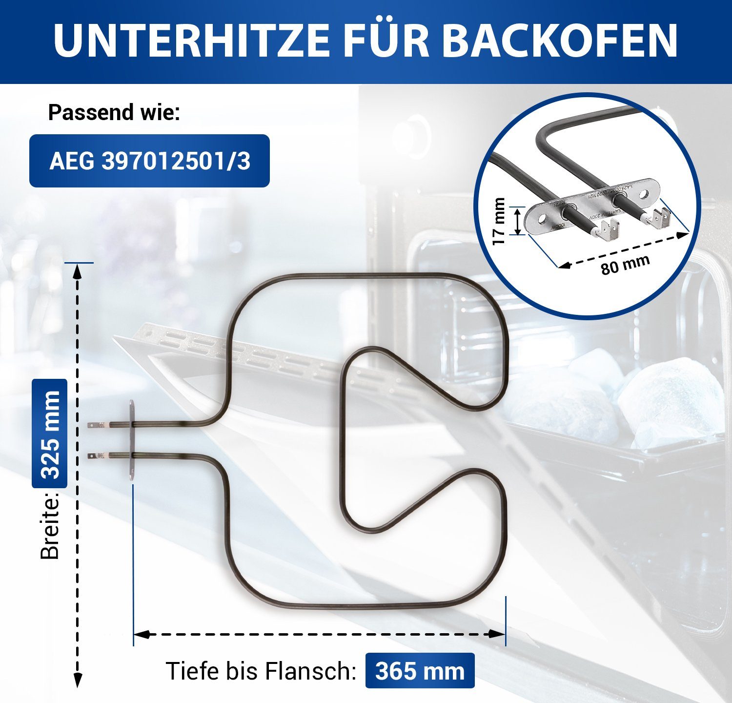 Heizkörper Heizelement Herd für für Backofen 1000W Ersatz VIOKS Electrolux 230V 3970125013,