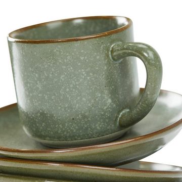 Mirabeau Geschirr-Set Tasse mit Untertasse 6er Set Biarré türkis/braun, Steinzeug