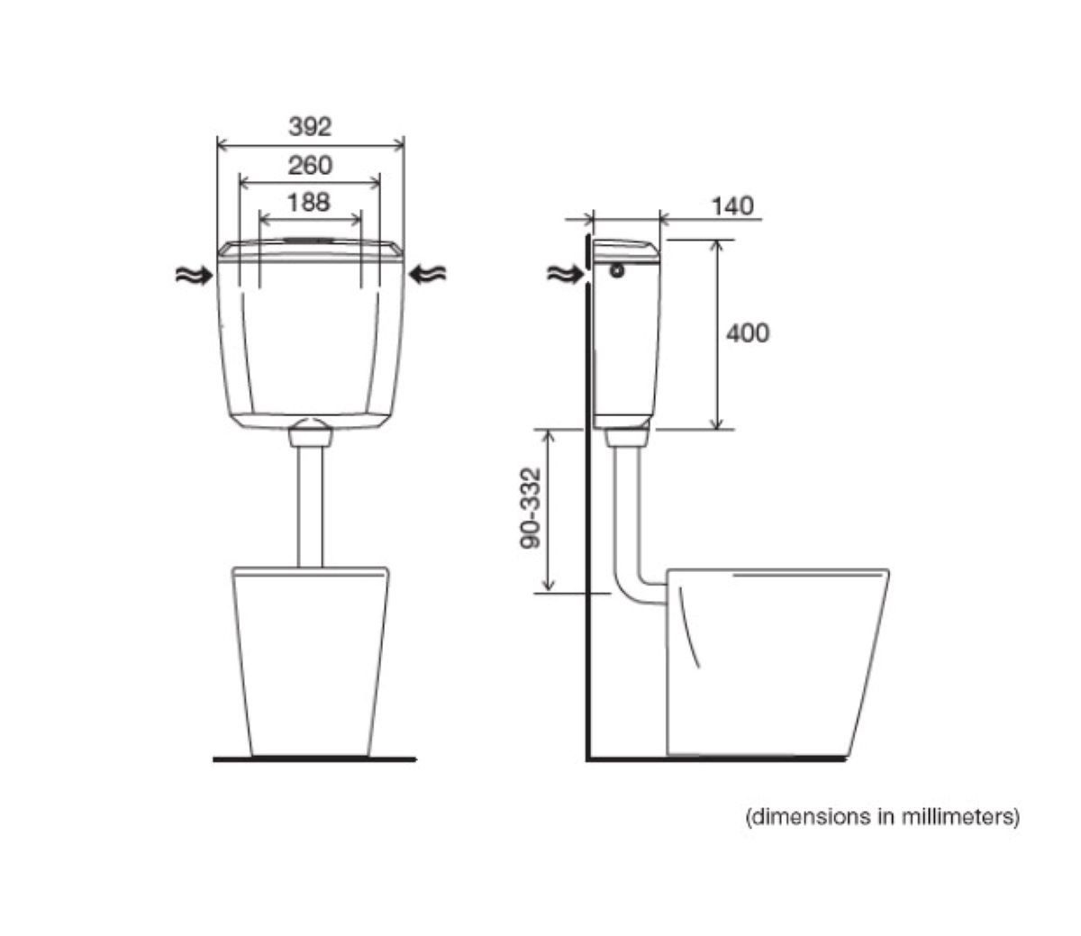 Belvit Spülkasten BV-AP6007, einzel, 1 St., Belvit Topazio Glänzend Schwarz Spülkasten Aufputzspülkasten