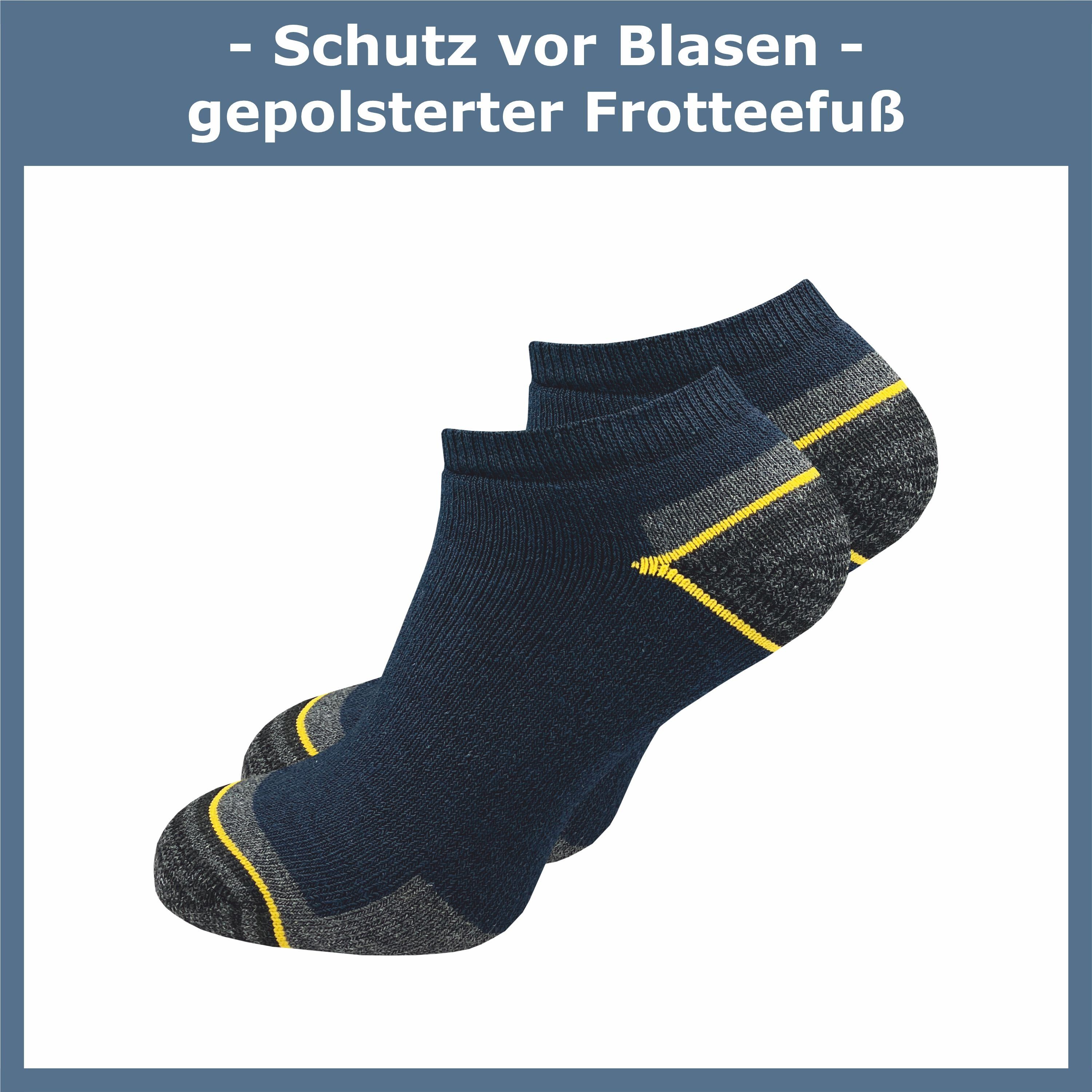 Sicherheitsschuhe Arbeitsschuhe - - Blau für (6 gegen Paar) Ideal atmungsaktiver Arbeitssocken Sneaker GAWILO - Sneaker oder für mit Arbeits Baumwolle Herren Schweißfüße