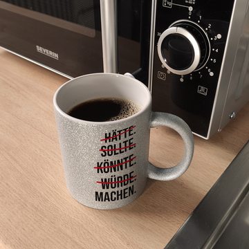 speecheese Tasse Motivation Glitzer-Kaffeebecher mit lustigem Motiv
