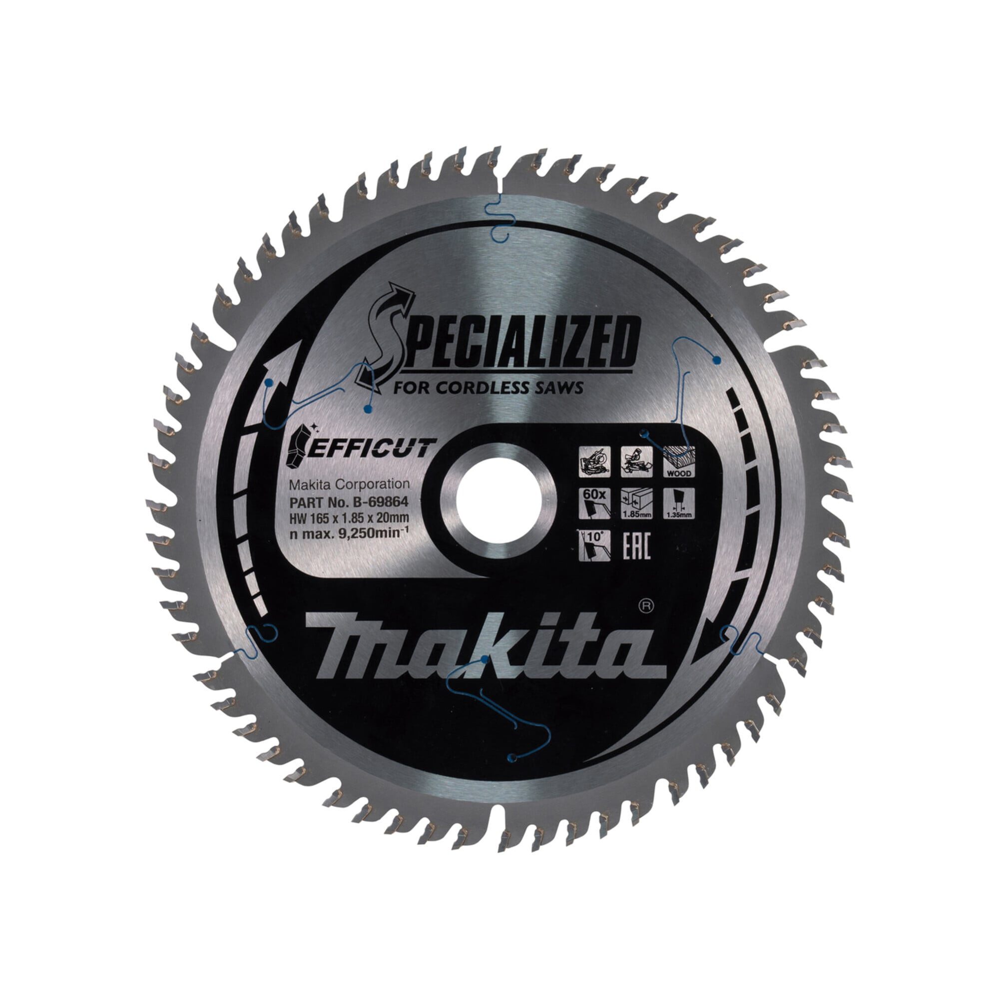 Makita Kreissägeblatt Makita EFFICUT Sägeblatt 165x20 mm, 60 Zähne