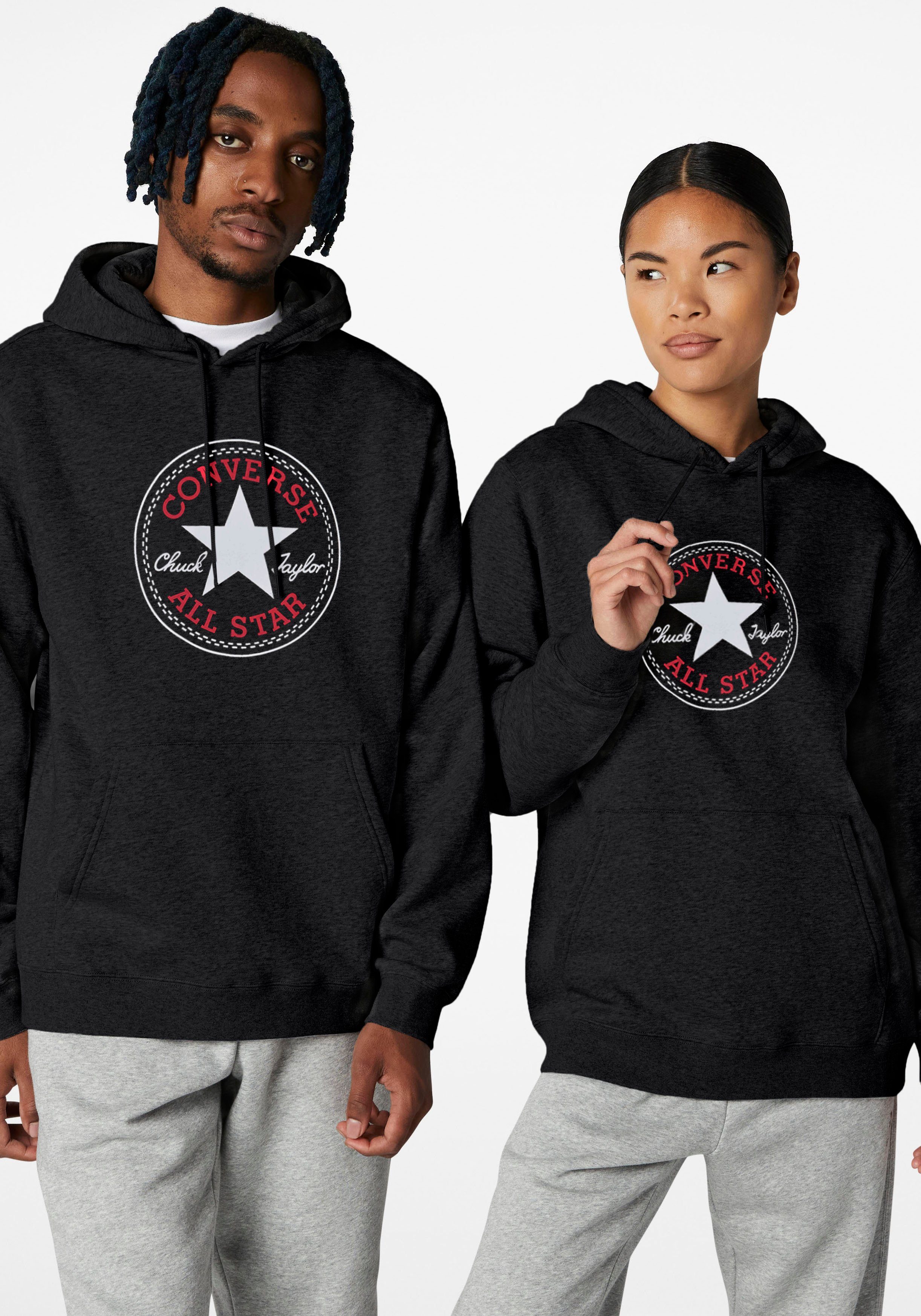 Converse Kapuzensweatshirt STANDARD FIT CENTER FRONT LARGE CHU schwarz | Sweatshirts