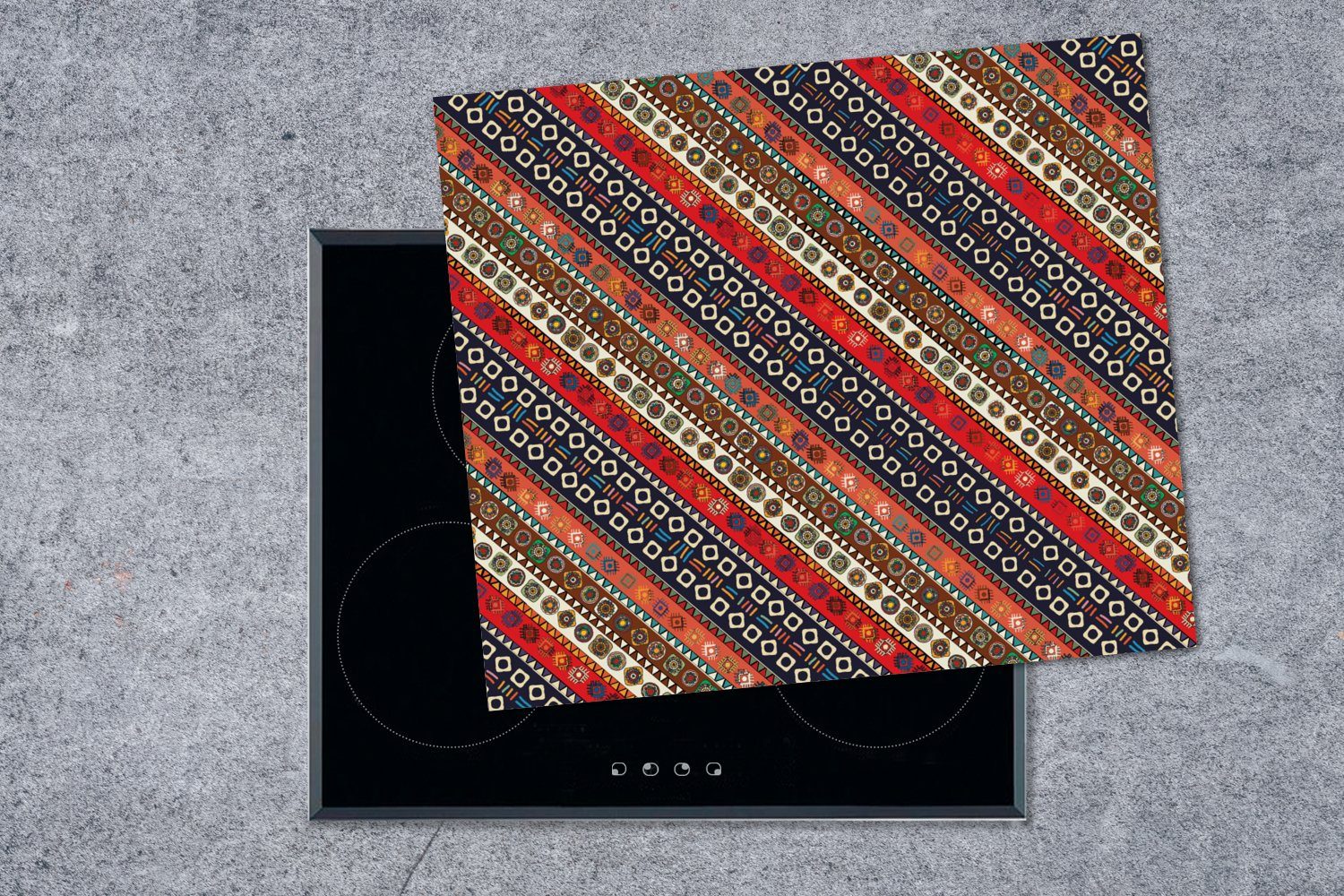 MuchoWow Herdblende-/Abdeckplatte - Mobile - cm, Muster 60x52 nutzbar, tlg), Vinyl, Afrika Arbeitsfläche (1 Abstrakt, Ceranfeldabdeckung