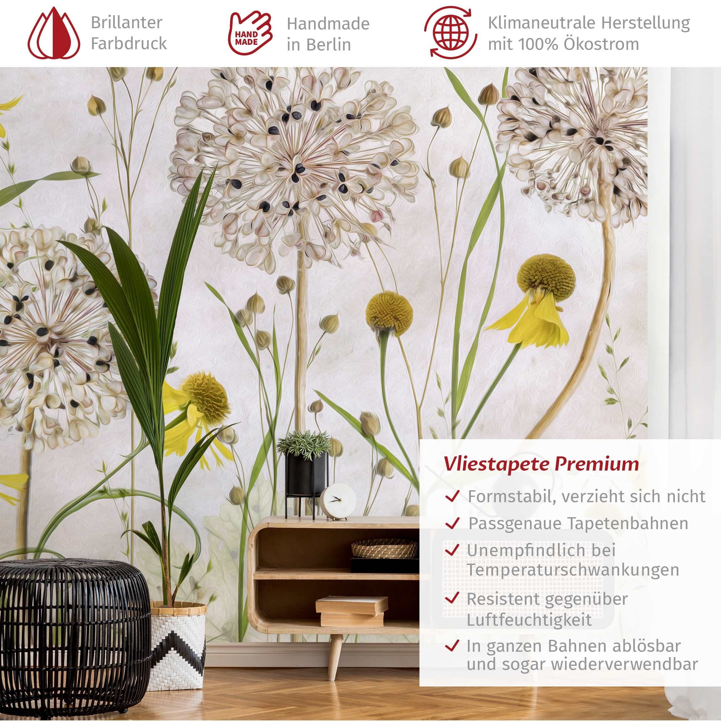 Bilderdepot24 Vliestapete Vintage Allium Helenium Illustration günstig online kaufen