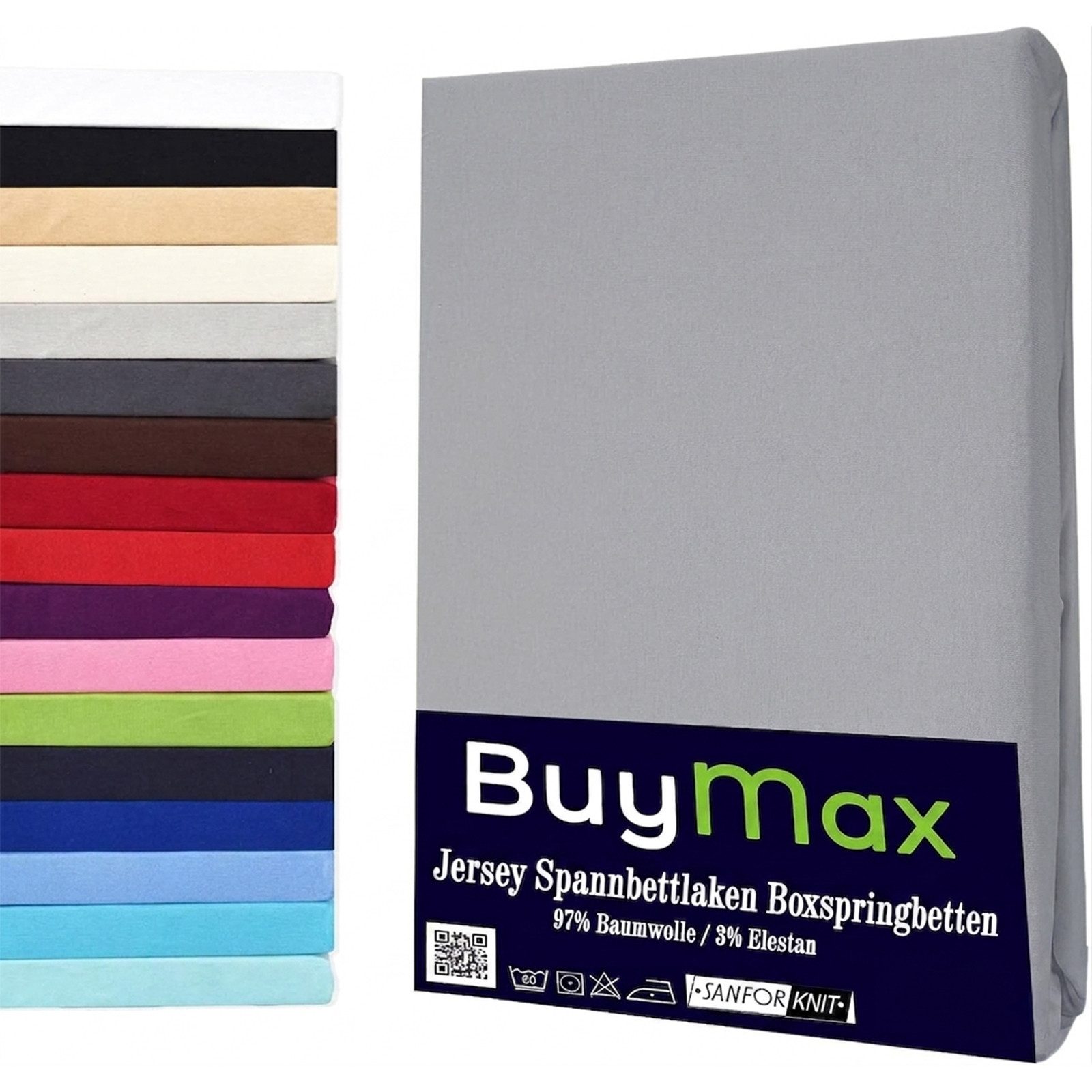 Buymax Spannbettlaken Wasserbett Spannbettlaken für Boxspringbetten Matratzen bis 35 cm Höhe, Jersey, Gummizug: Rundumgummi, (1 Stück), Spannbetttuch 97% Baumwolle, 3% Elasthan, atmungsaktiv, 40 cm Steghöhe