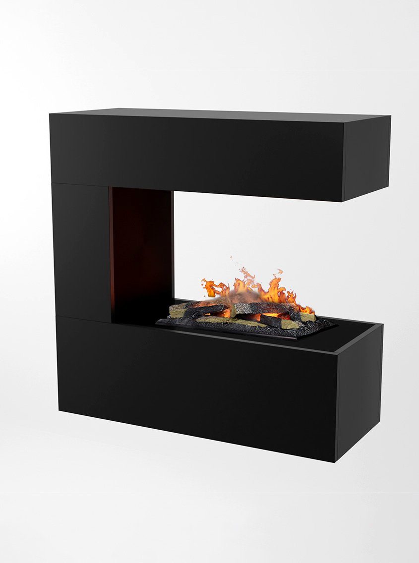GLOW FIRE Elektrokamin Schiller hängend Wasserdampf Kamin, Wandkamin, Elektrischer Kamin, Wasserdampfkamin mit 3D Feuer und Knisterfunktion