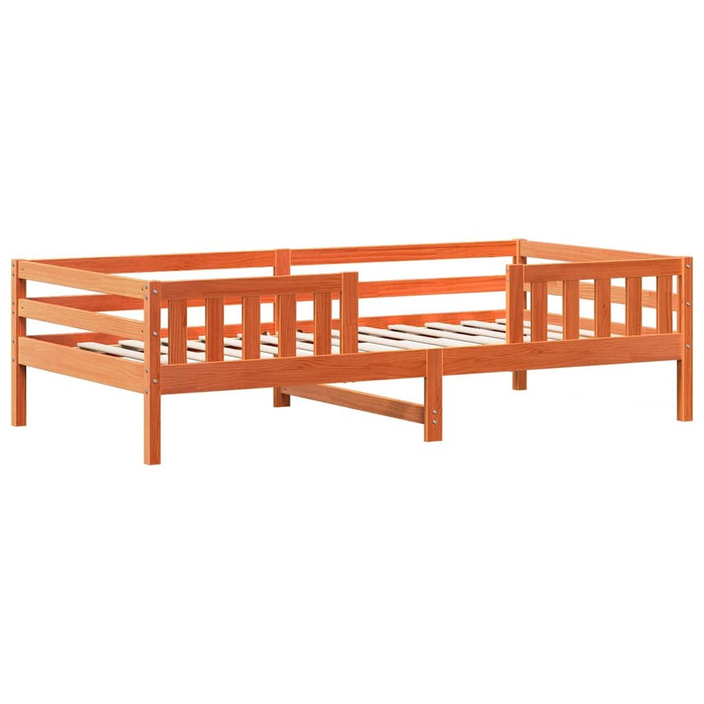 vidaXL Bett Massivholzbett ohne Matratze Wachsbraun 90x200 Kiefernholz