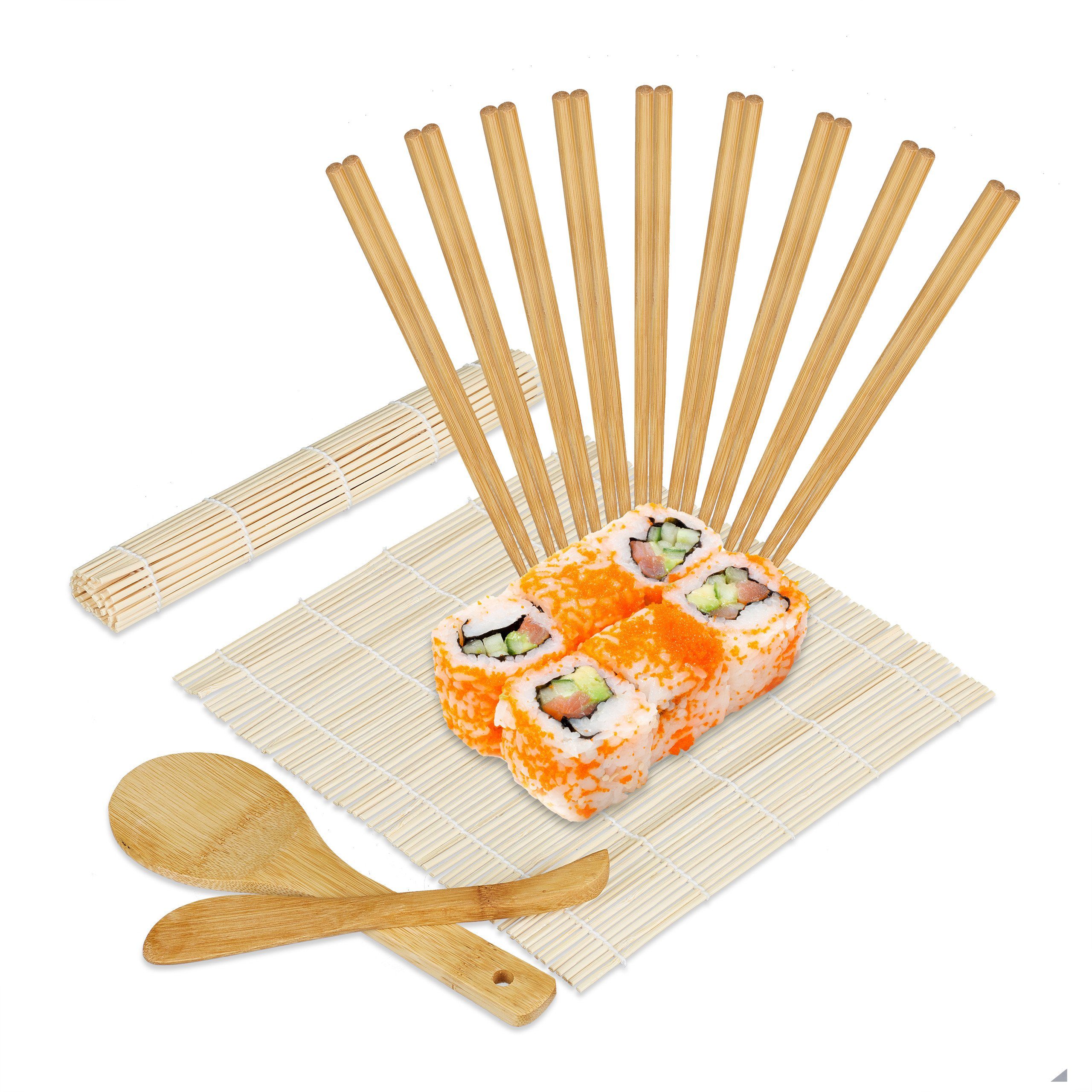 relaxdays Sushi-Roller Set Sushi Bambus