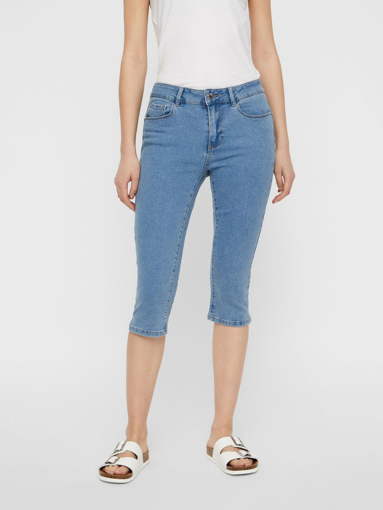 Vero Moda Caprihose »Denim Capri Jeans Shorts Kurze Bermuda Sommer Stretch  3/4 Hose VMHOT« (1-tlg) 4101 in Blau online kaufen | OTTO