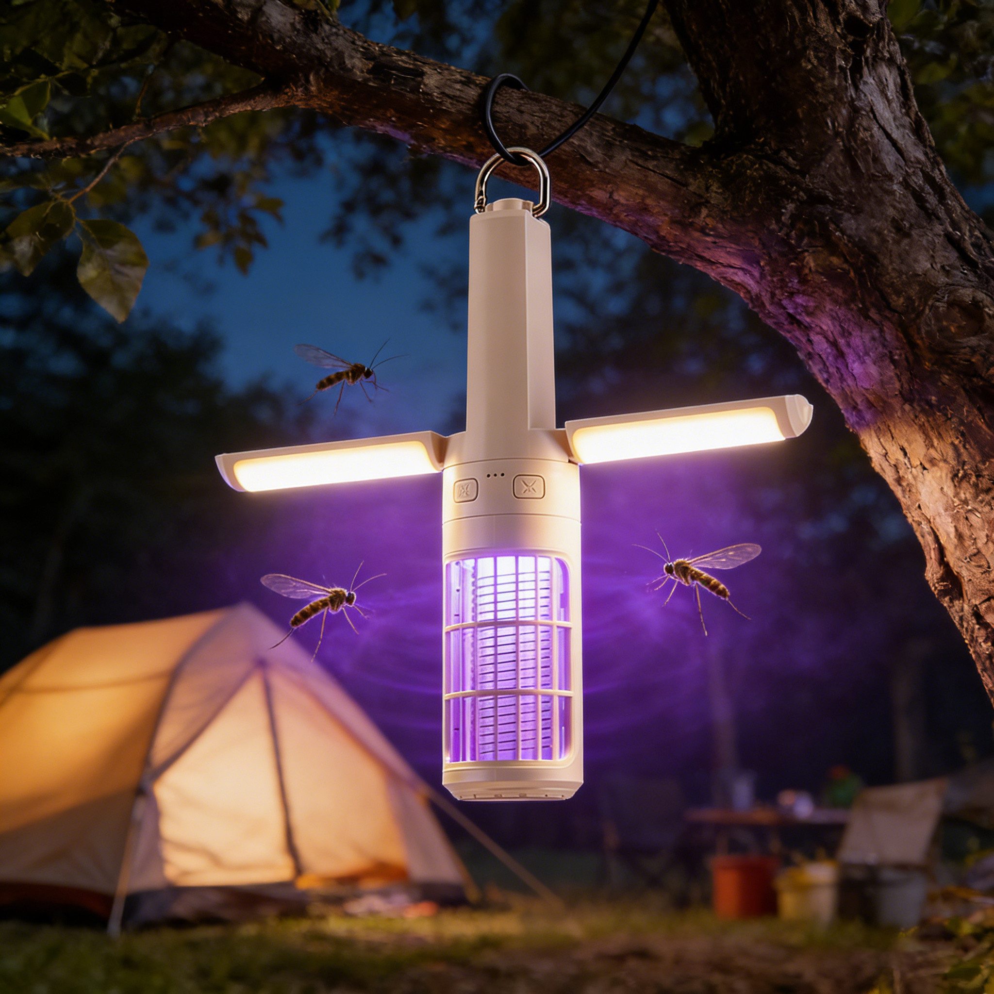 ibettertec Insektenvernichter Insektenlampen UVA Insektenvernichter Lampe,LED-Campinglampe, Faltbar,für Notfälle, Zelte, Reisen