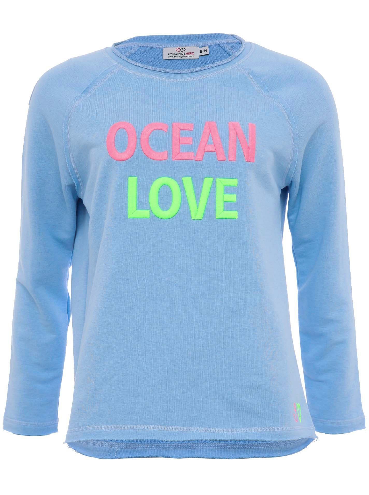 Zwillingsherz Langarmshirt Used-Look, Langarm, Neon-Schriftzug, Rundhalsaus günstig online kaufen