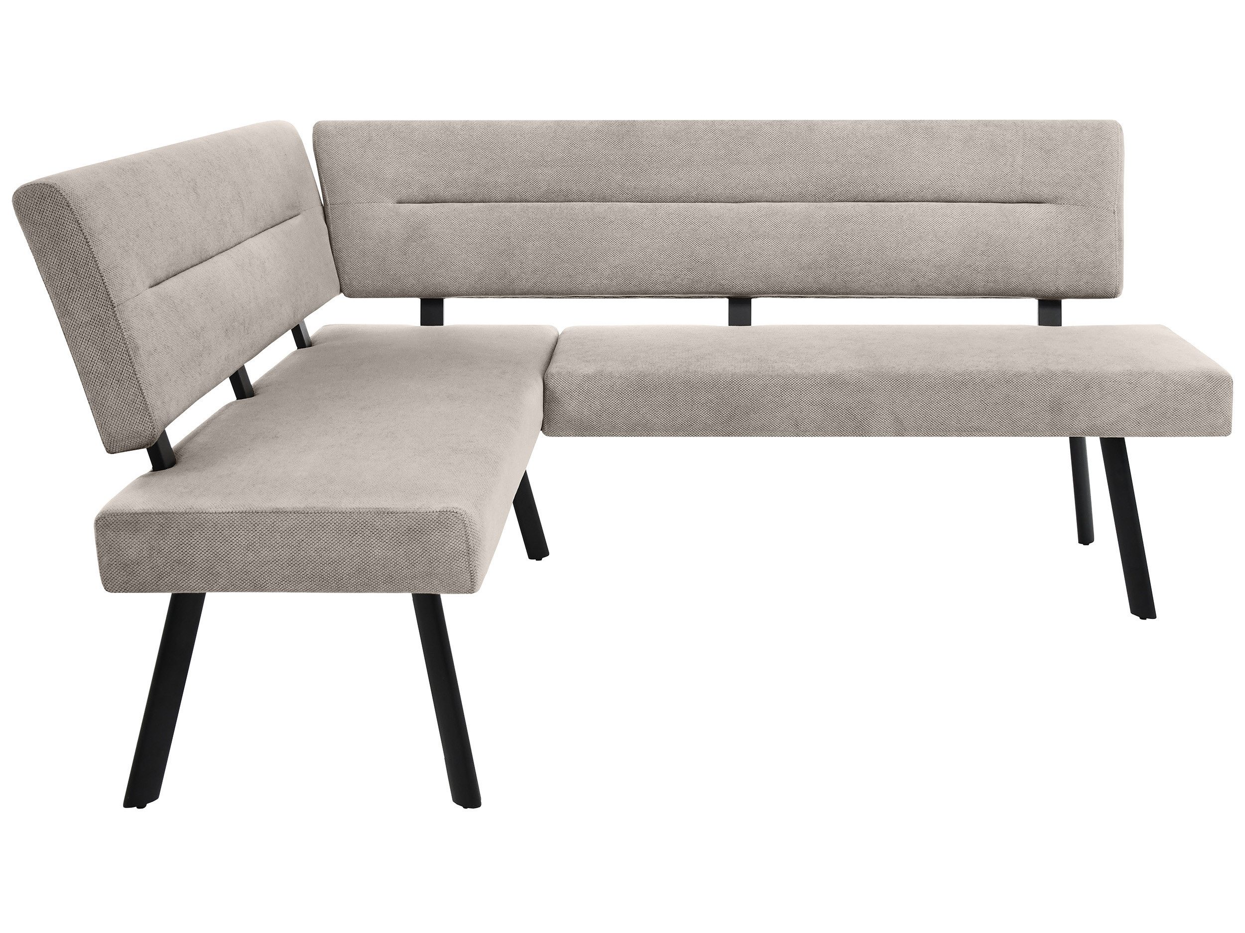 Beautysofa Eckbank ZERRA moderne Küchen-Eckbank und Esszimmerbank mit Stoff Curio (192 × 153 cm, hohe Rückenlehne), schwarzen pulverbeschichteten Metallbeinen