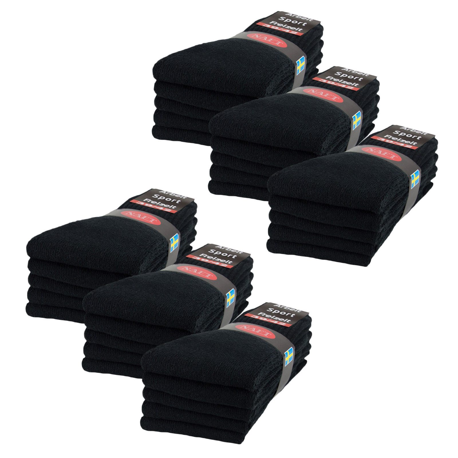 sockenkauf24 Tennissocken 10, 20, 30 Paar Sportsocken Arbeitssocken Herren & Damen (Schwarz, 30-Paar, 43-46) Socken Baumwolle 10100