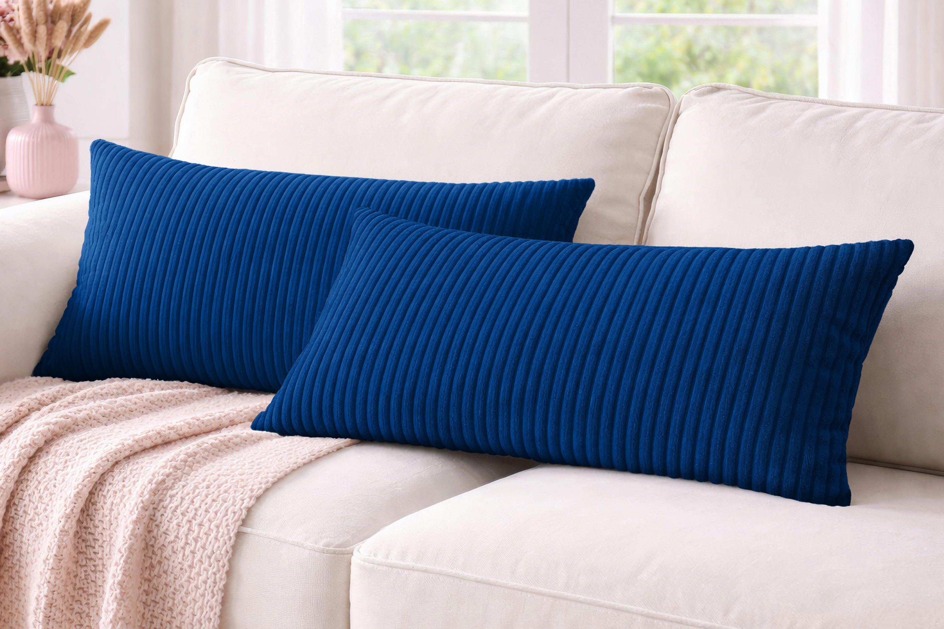 Amilian Dekokissen 40x80 cm 2er Set, Mitternachtsblau