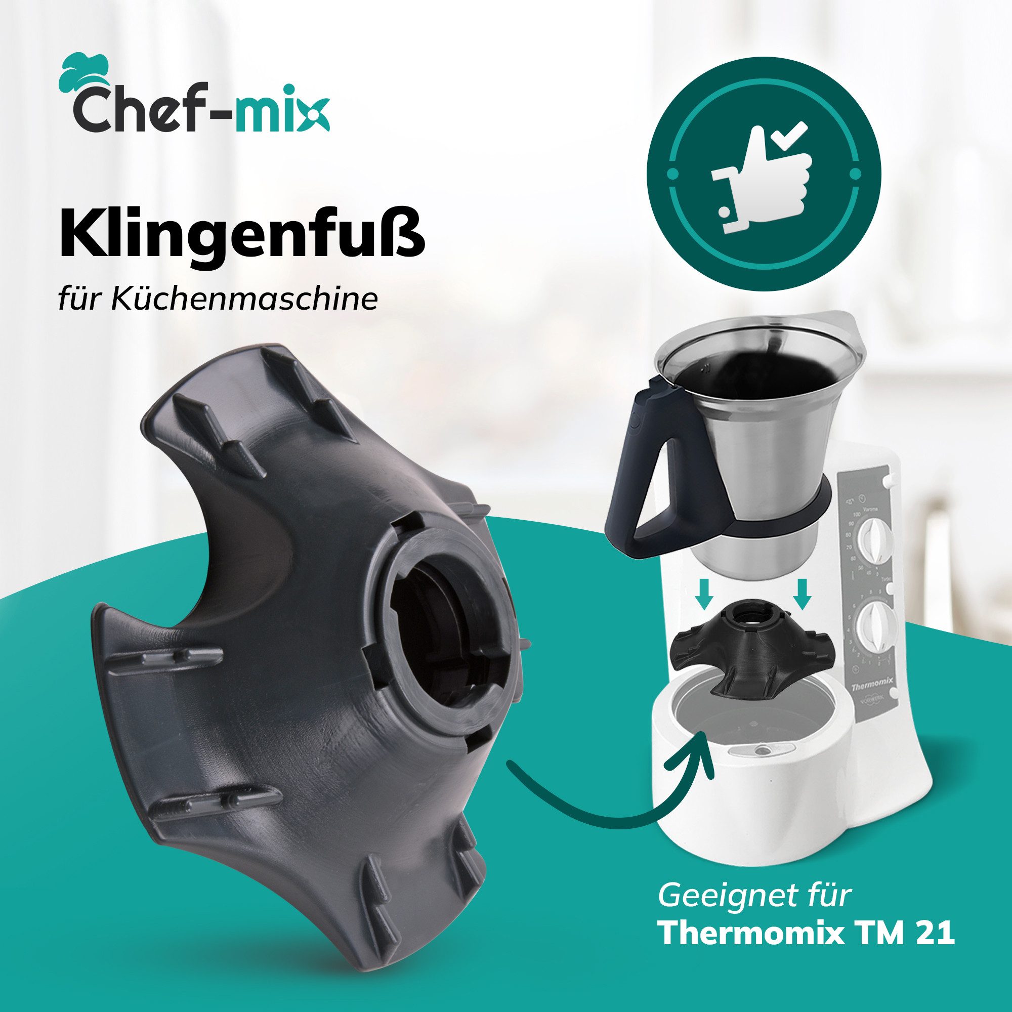Chef-Mix Küchenmaschinen Zubehör-Set Mixtopfverriegelung Ersatz für Vorwerk Messereinsatz-Fuß, Zubehör für Küchenmaschine, Thermоmix TM21