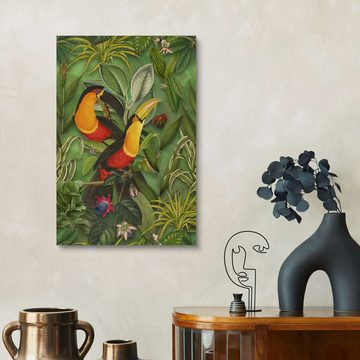 Posterlounge Holzbild Andrea Haase, Tucans im Dschungel, Illustration