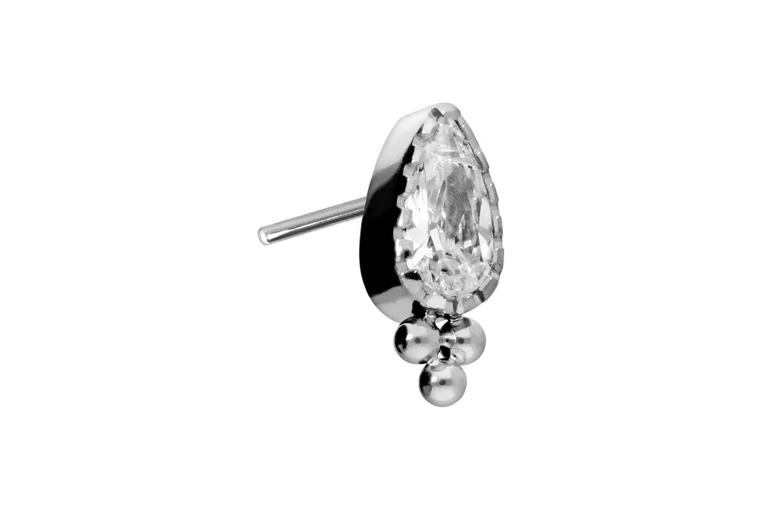 Piercing-Set Titan Aufsatz mit Push Pin KRISTALLTROPFEN + KUGELN