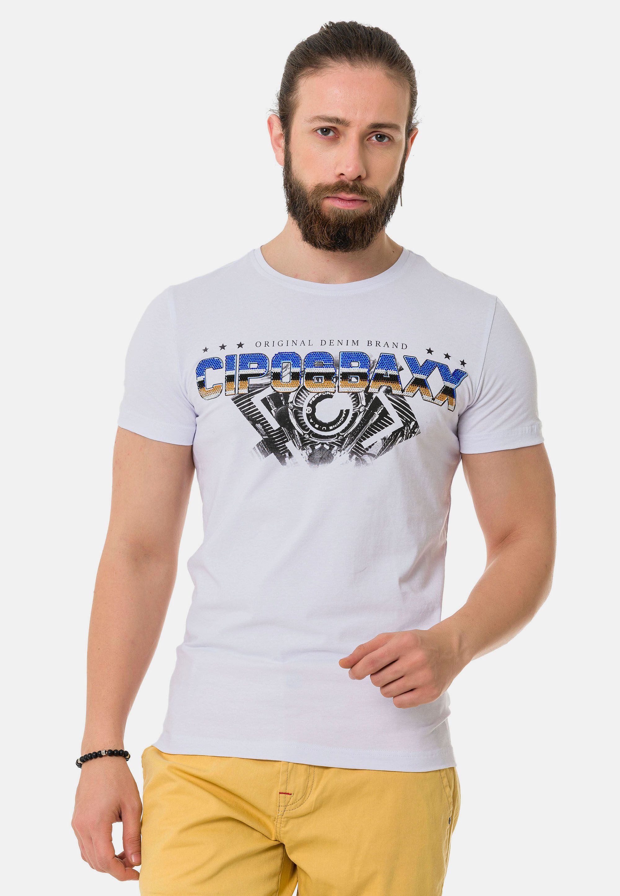Cipo & Baxx T-Shirt "T-Shirt", extravaganter Marken-Schriftzug günstig online kaufen