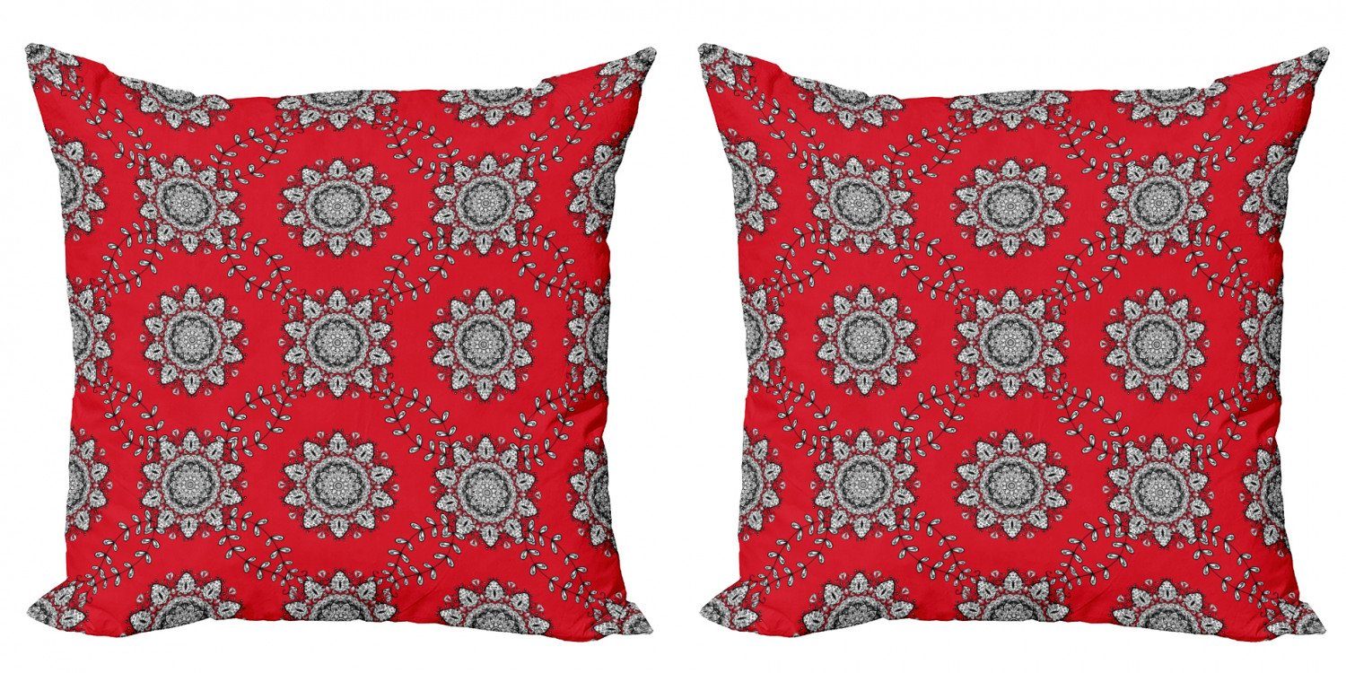 Kissenbezüge Modern Accent Doppelseitiger Digitaldruck, Abakuhaus (2 Stück), Red Mandala Wirbels-Blumen Ineinander greifen
