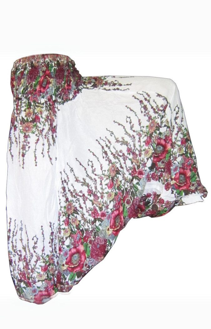 PANASIAM Pumphose Aladinhose mit Blumenmuster aus 100% natürlicher Viskose Haremshose lockere Loungewear weite Pumphose Freizeithose für Alltag Meditation
