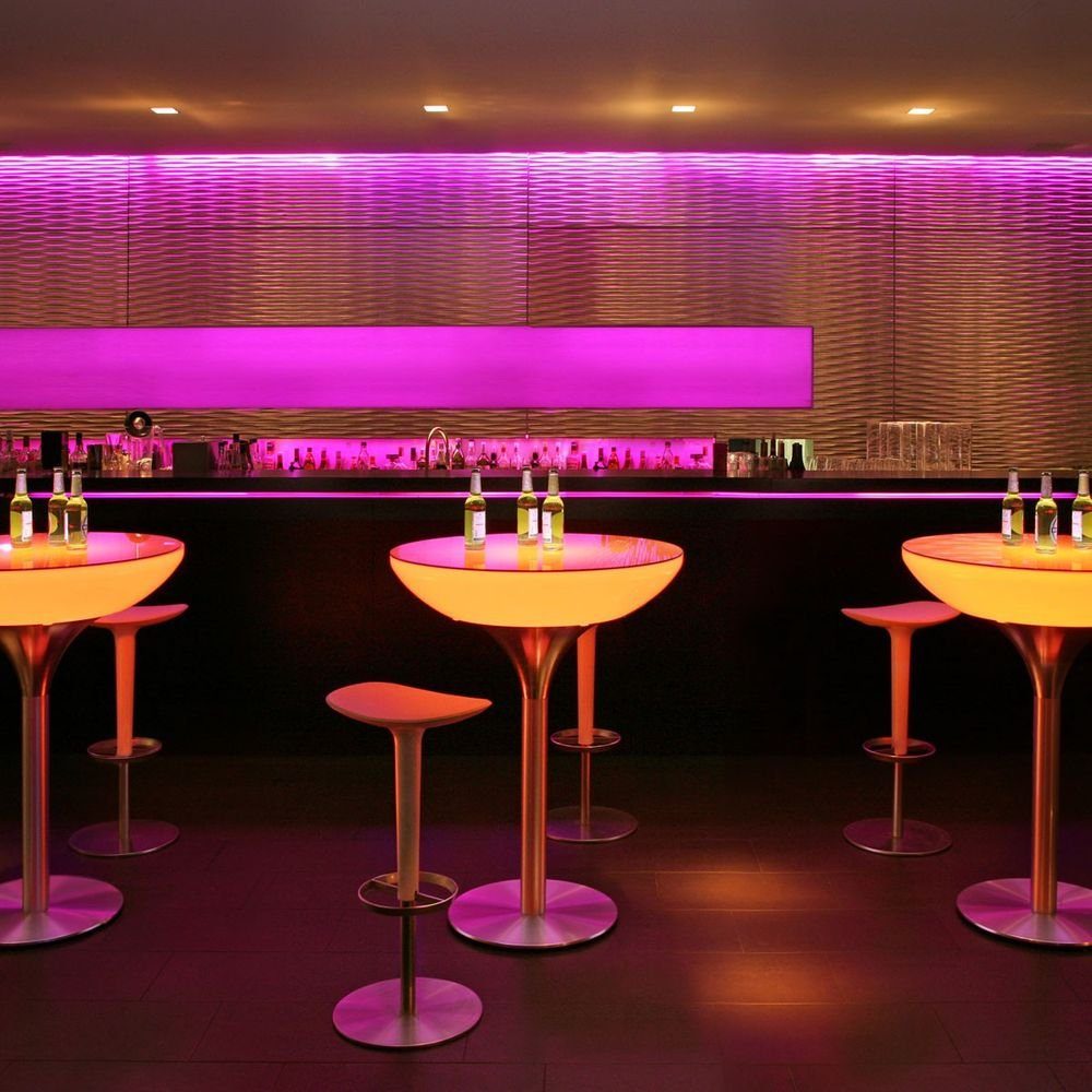 Weiß, 55cm Moree Transluzent Dekolicht Lounge Table Alu-Gebürstet, LED