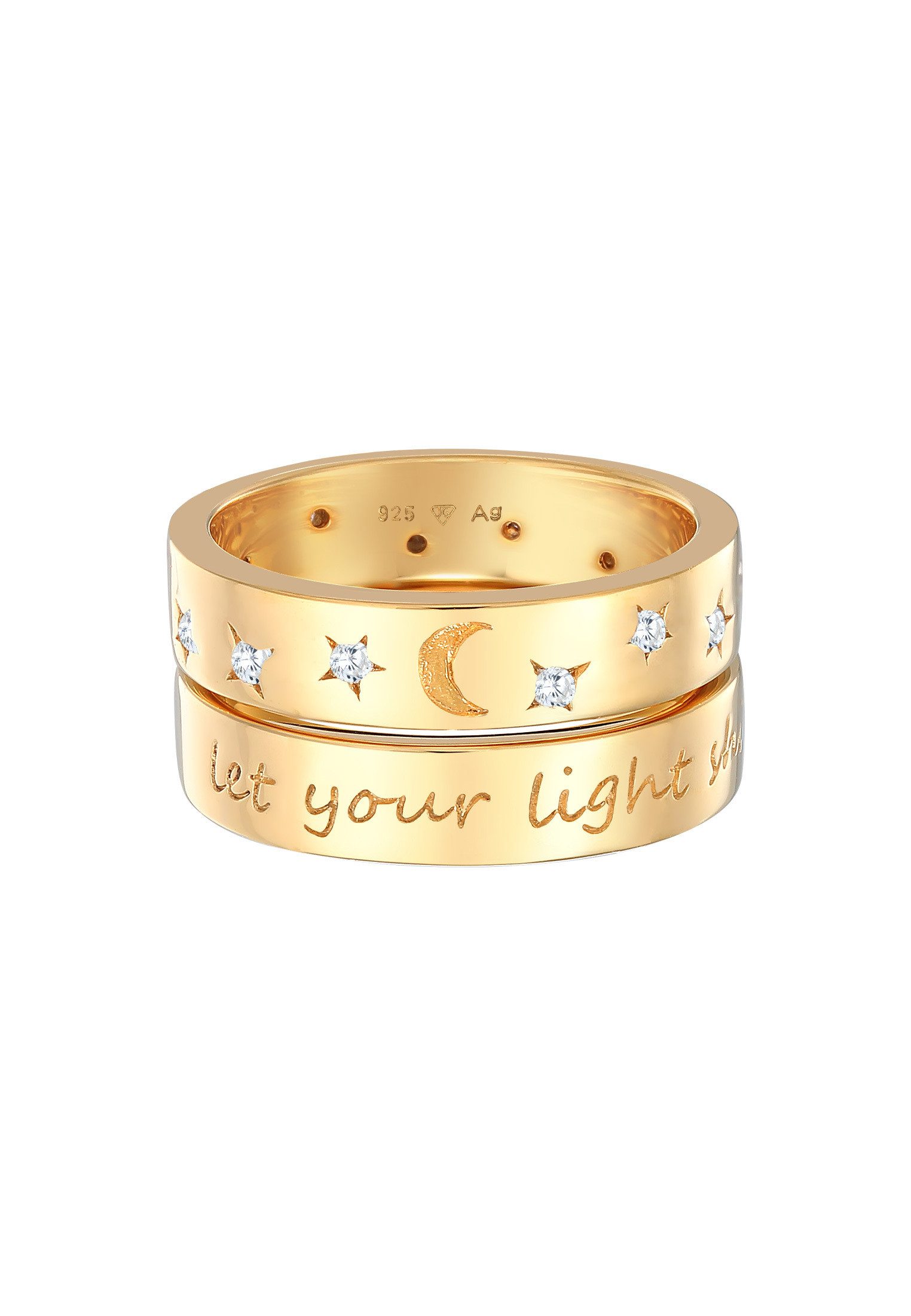 Elli Ring-Set Mond Stern - Let Your Light Shine 925 Silber, Halbmond günstig online kaufen