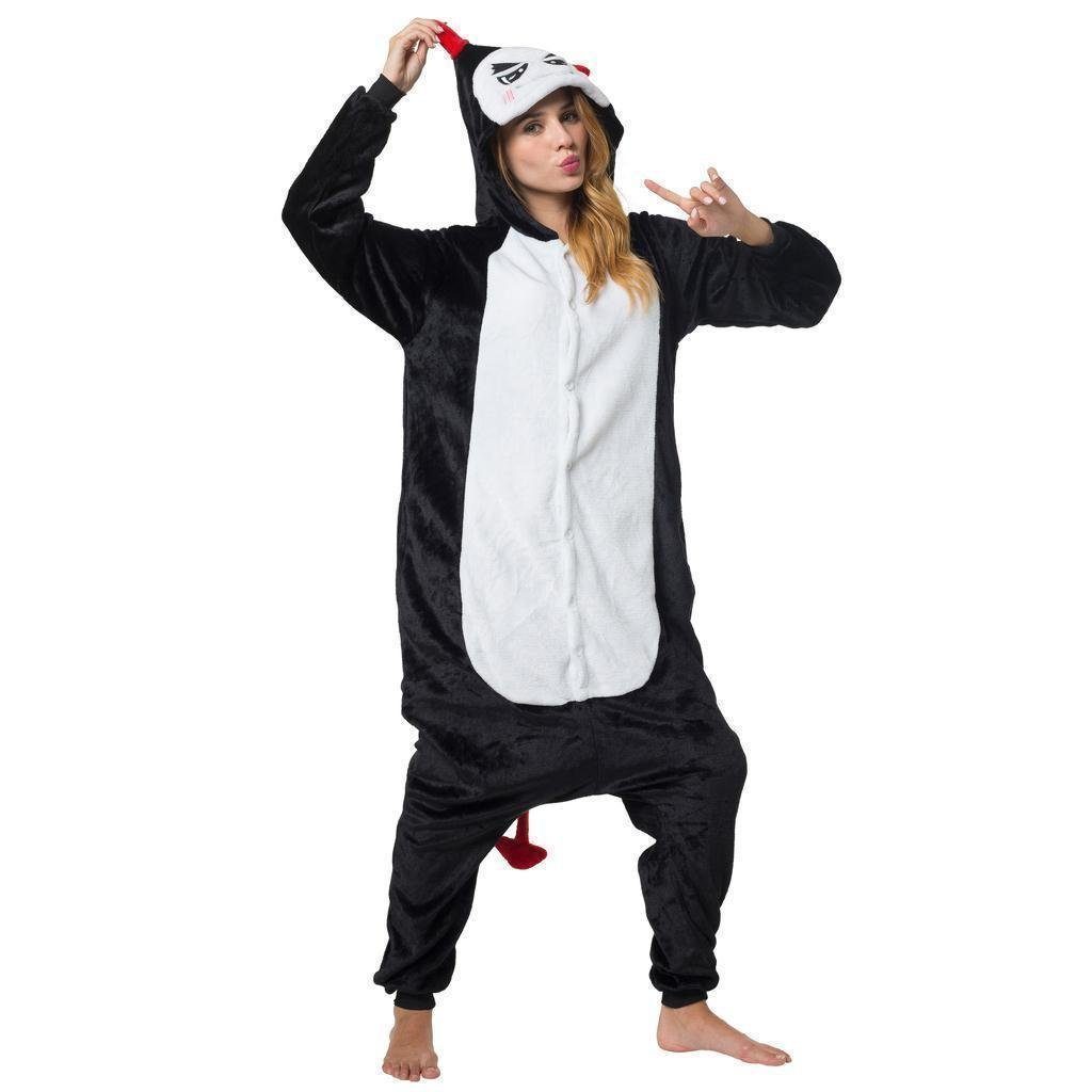 Katara Partyanzug Fantasy Figuren Jumpsuit Kostüm Erwachsene S-XL, Karneval - Kostüm, Kigurumi - Teufel Schwarz M (155-165cm)