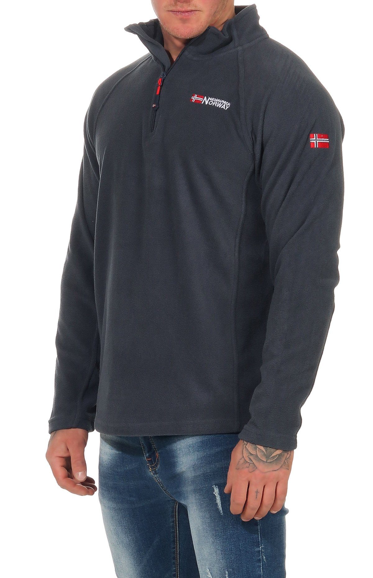 Geographical Norway Fleecepullover Herren G-Kawa Herren, auch in Großen Größen erhältlich, hochschließender Kragen Navy