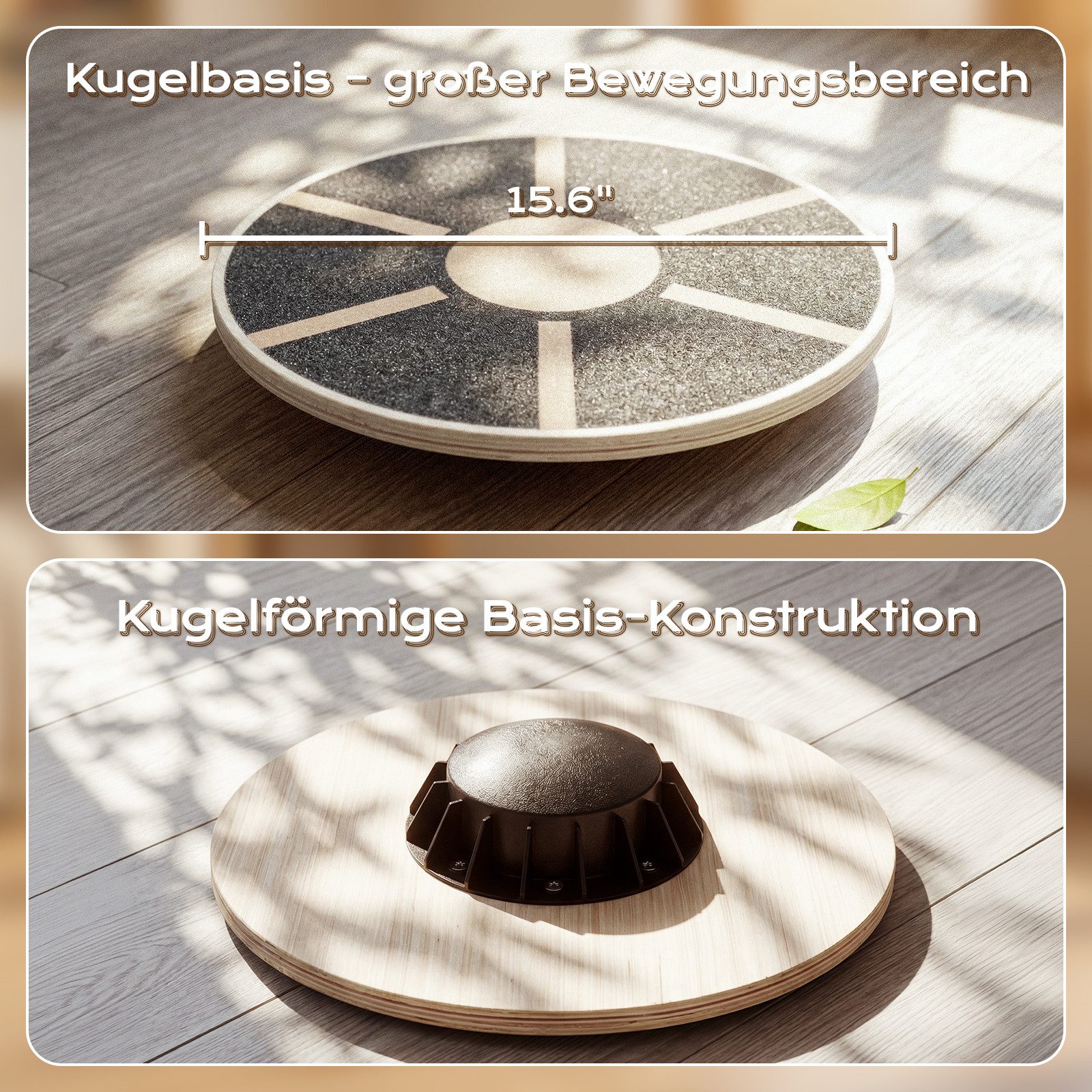 ANYLIFE Balanceboard Aus Sperrholz gefertigtes Balanceboard mit rutschfestem Belag, trainiert Gleichgewicht, Koordination und Rumpfmuskulatur