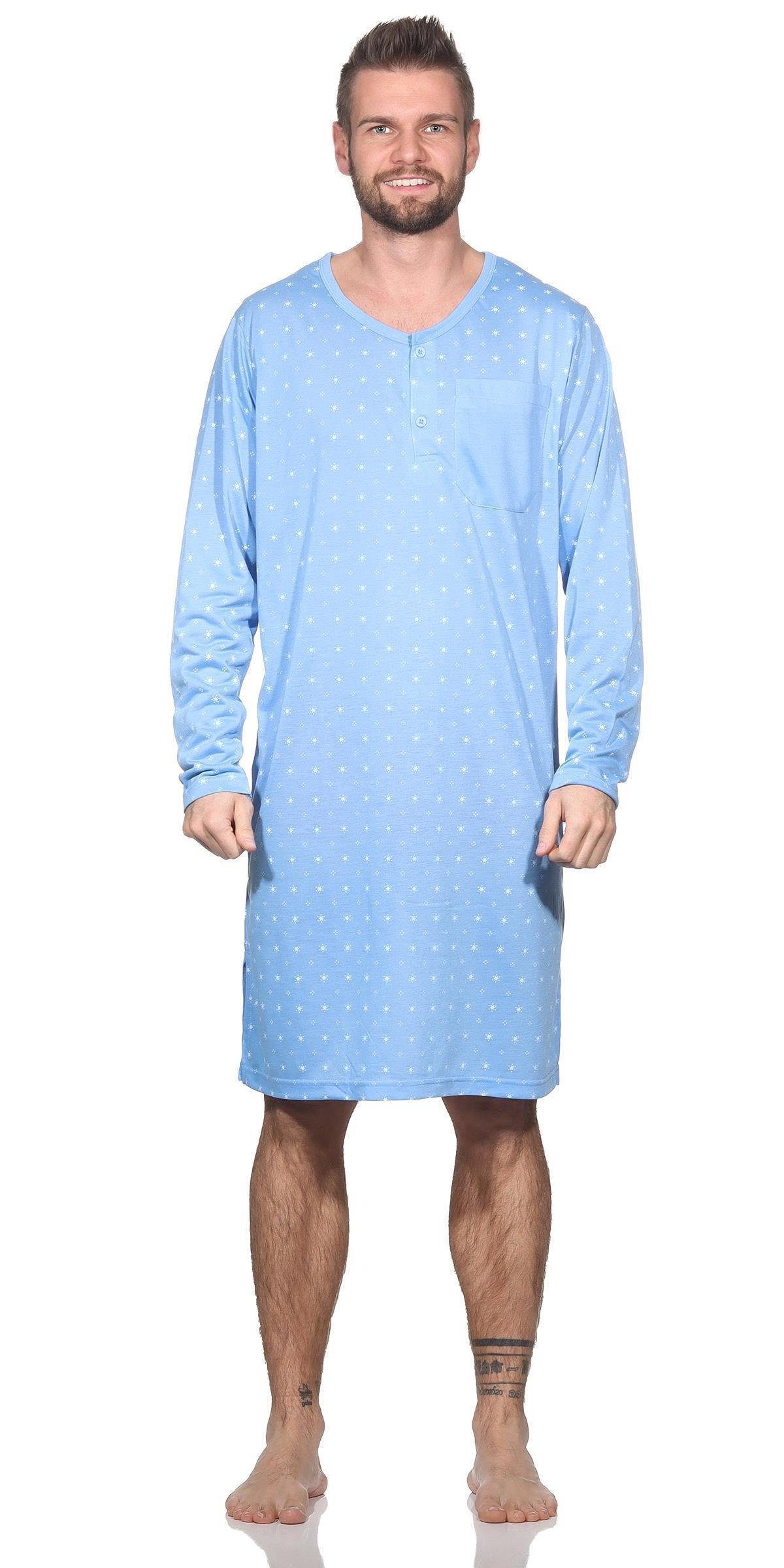 Nachthemd Herren Nachthemd langarm Sleepshirt; Gr. M L XL 2XL