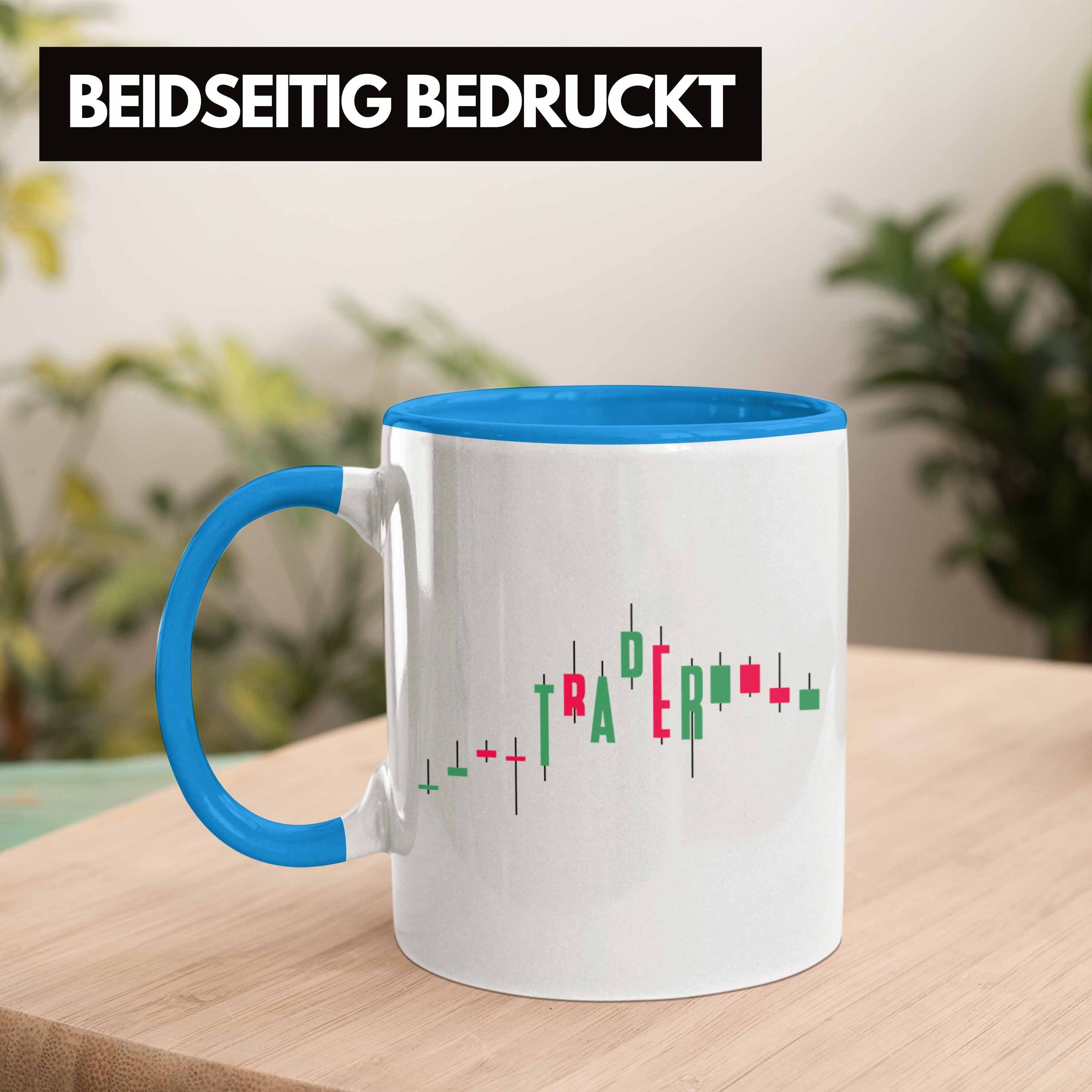 Trendation Geschenk Investment für Tasse Aktien Tasse Blau Börse "Trader" Aktien Lustiges
