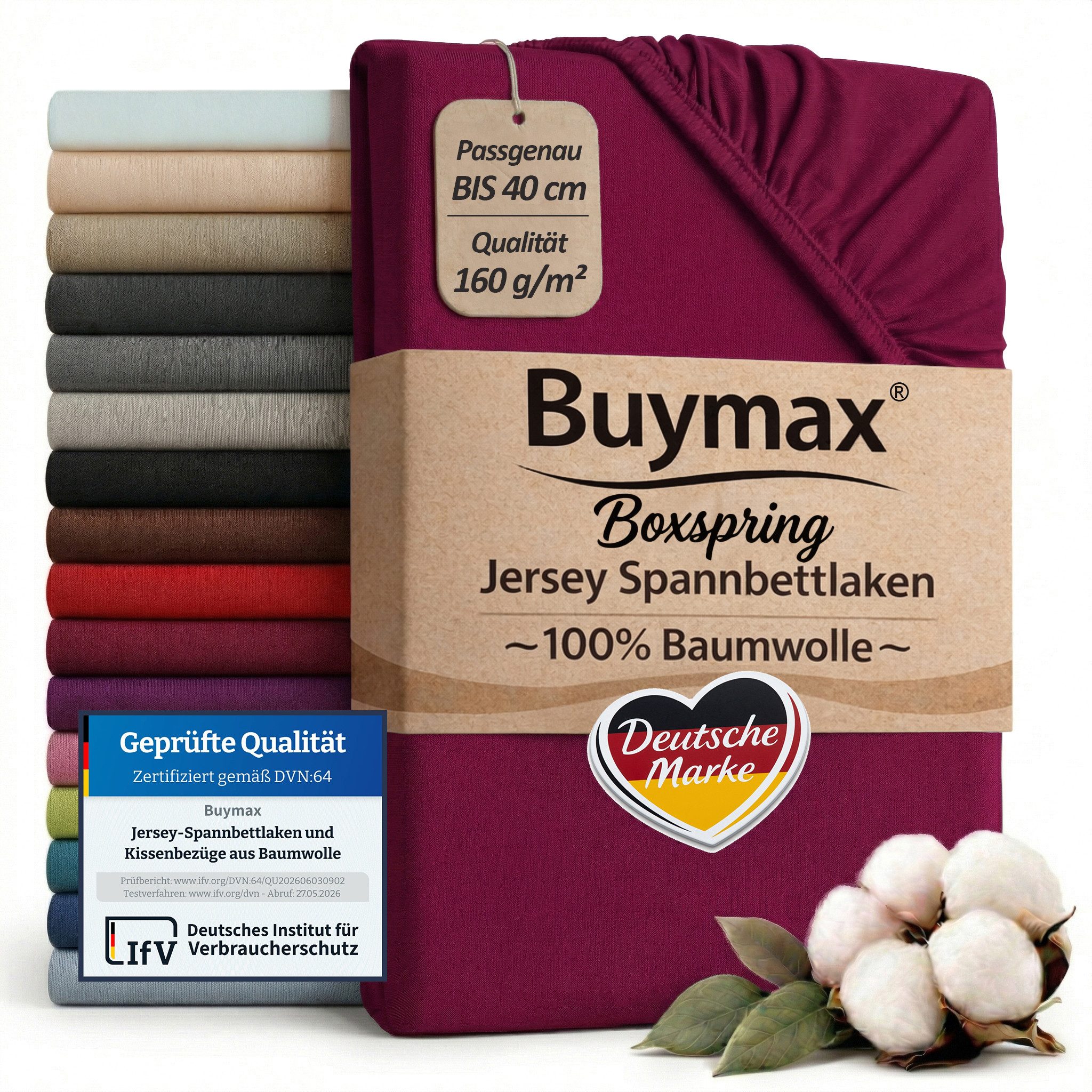 Buymax Spannbettlaken XL Boxspringbett, Jersey, Gummizug: Rundumgummizug, (1 Stück), 100% Baumwolle, 160 g/m², passend für Boxspringbetten und Wasserbetten