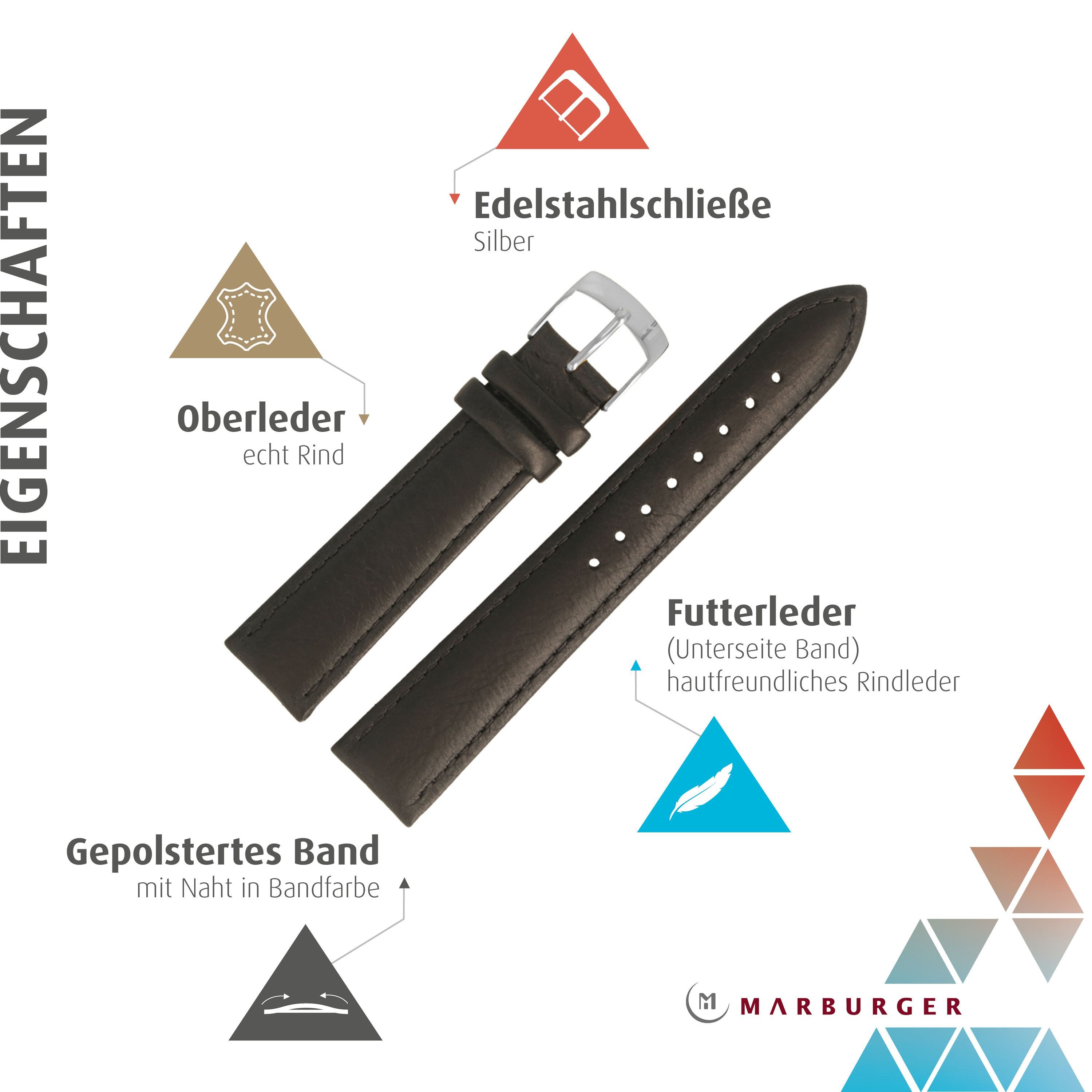 MARBURGER Uhrenarmband 20mm Leder