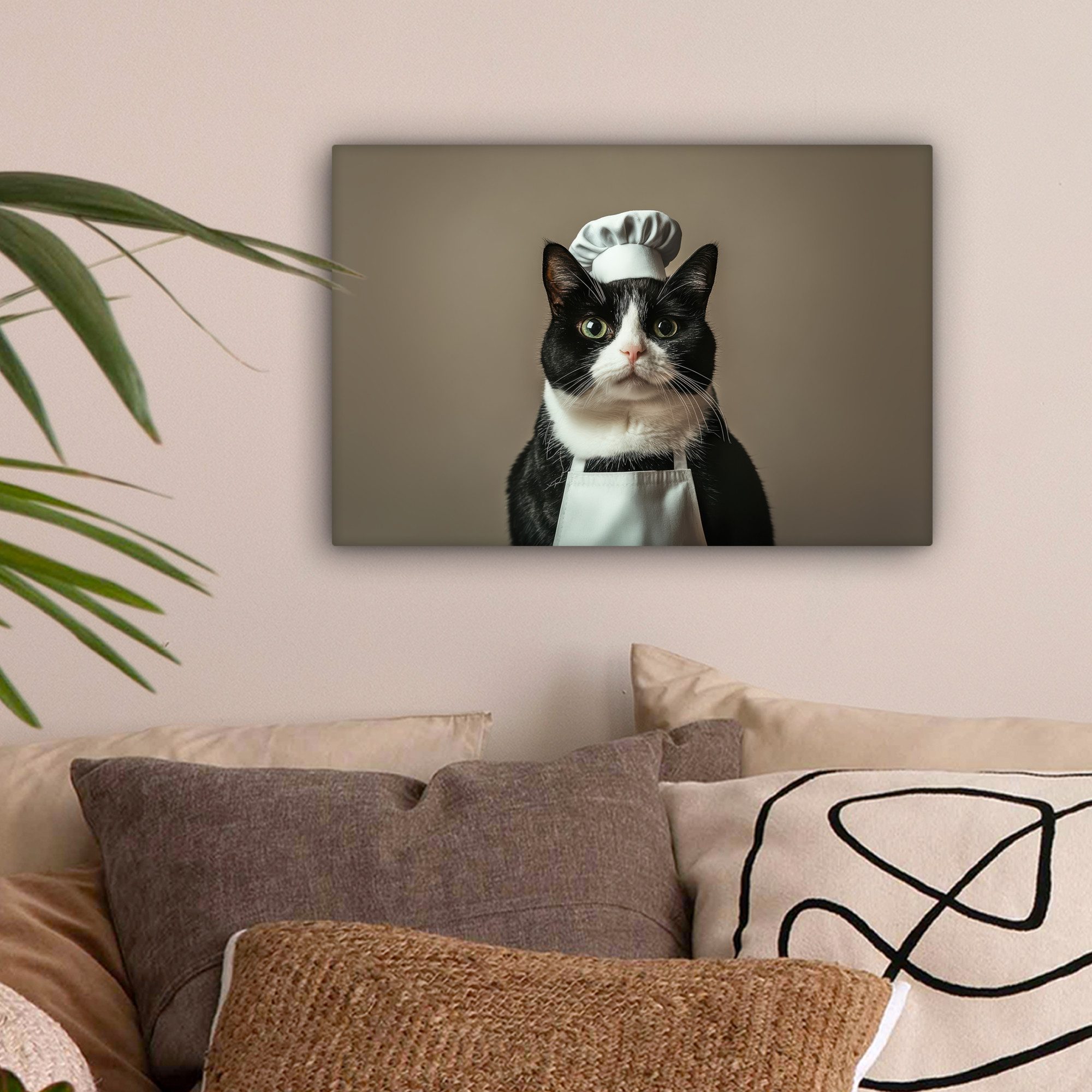 OneMillionCanvasses® Leinwandbild Katze - Kochkleidung - günstig online kaufen