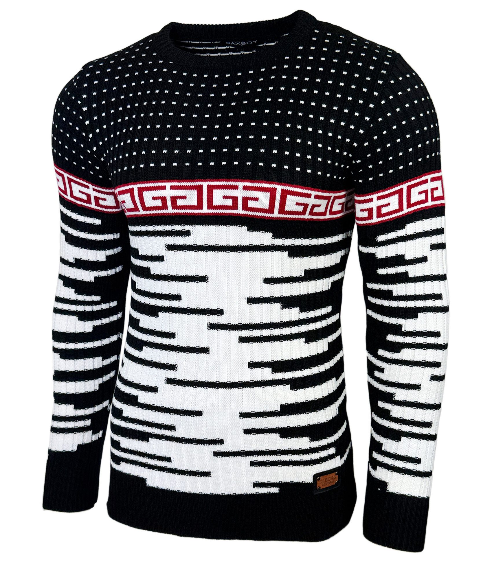 Baxboy Strickpullover BAXBOY Herren stylischer Rundhals Norweger Strick-Pullover B-52426
