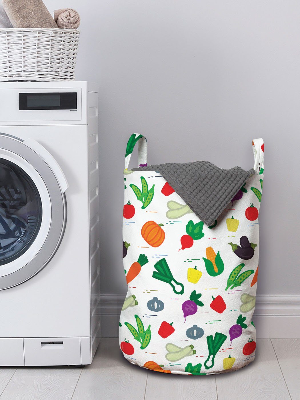 Abakuhaus Wäschesäckchen Wäschekorb mit Zucchini-Paprikaschoten Kordelzugverschluss für Waschsalons, Gemüse Griffen