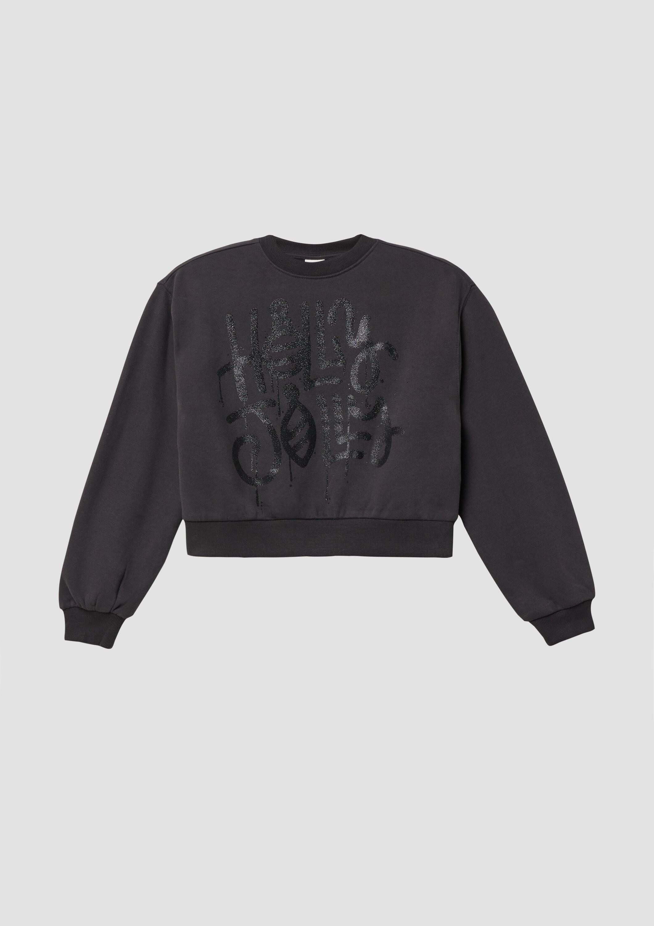 s.Oliver Sweatshirt Sweatshirt Kuscheliges Crop-Sweatshirt im Oversize Shape mit schimmerndem Print